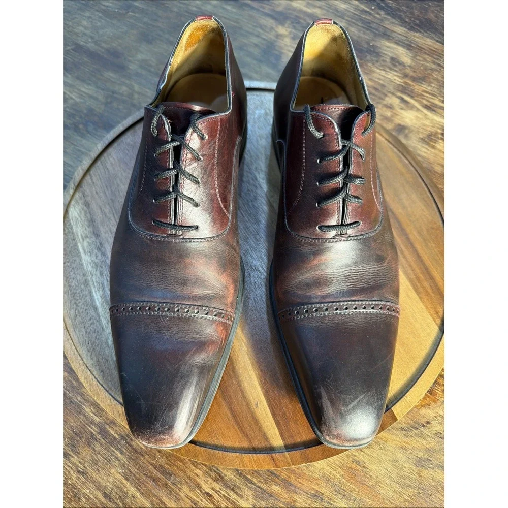 Magnanni 16949 Men’s Size 8 M Brown Leather Dress Shoes Cap Toe Brogue Oxfords